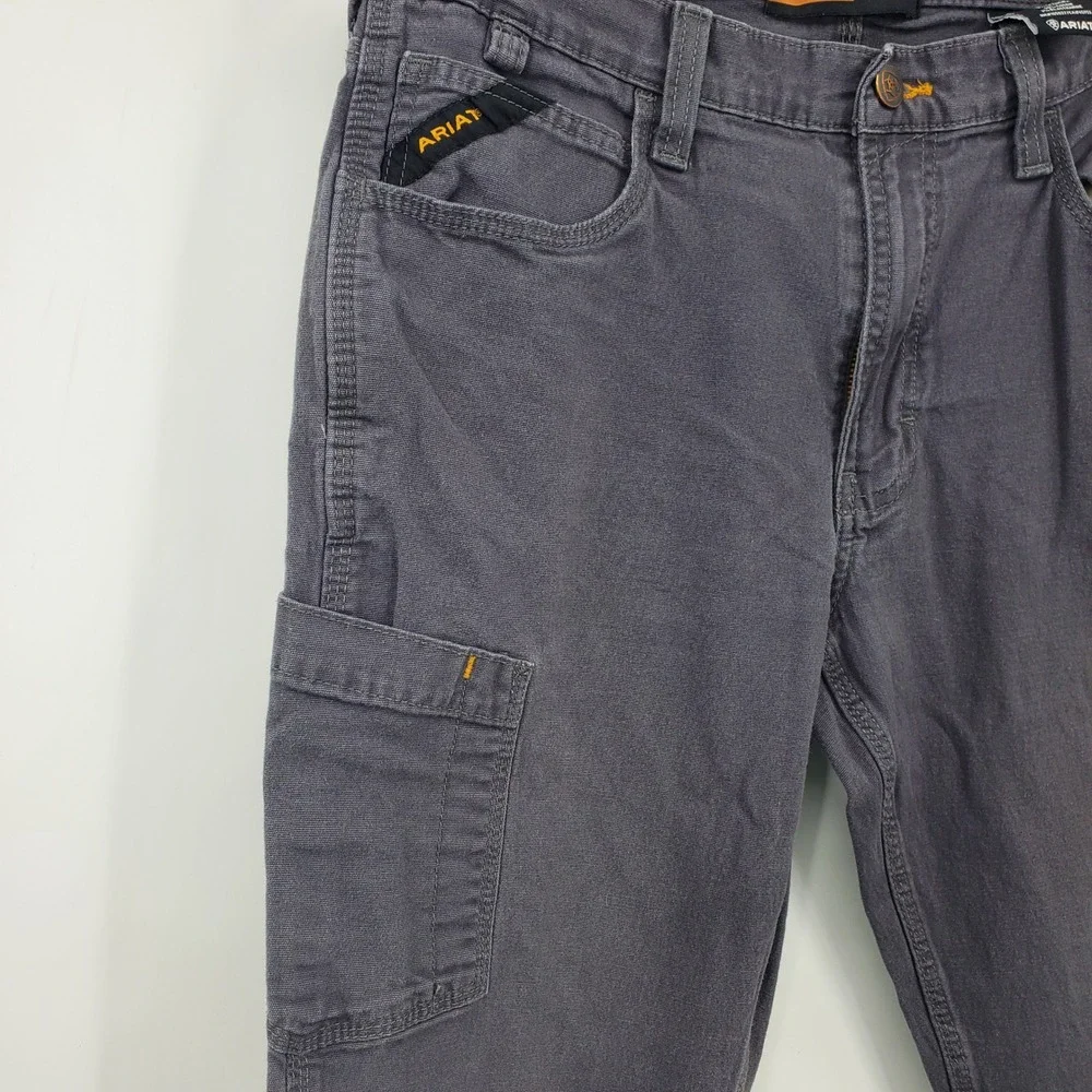 Ariat Rebar M4 Mens 34x30 Charcoal Gray Low Rise Straight Leg Work Pants Canvas